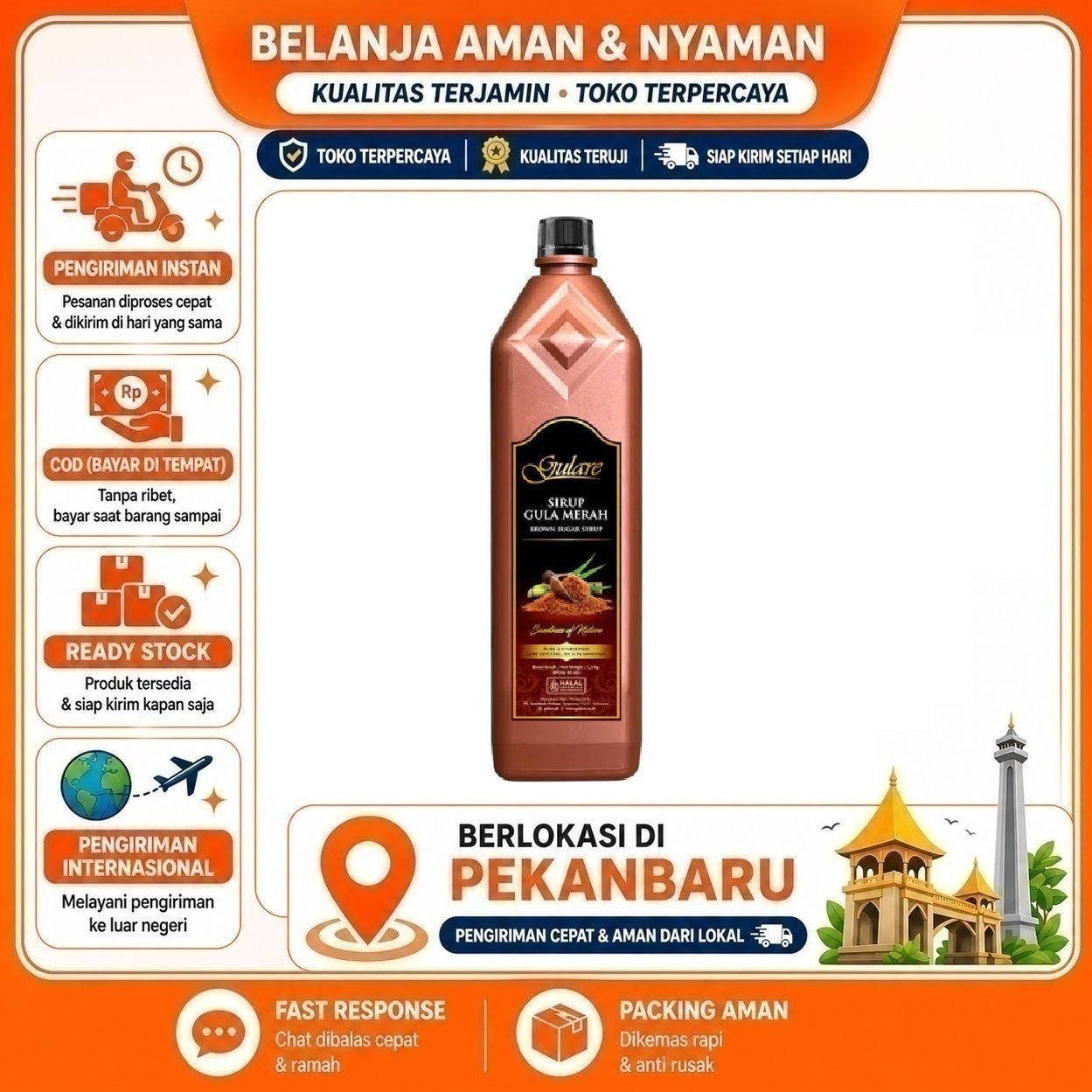 Pekanbaru 1.3 kg Gulare Sirup Gula Merah Brown Sugar Syrup Bahan Campuran Olahan Minuman Cafe