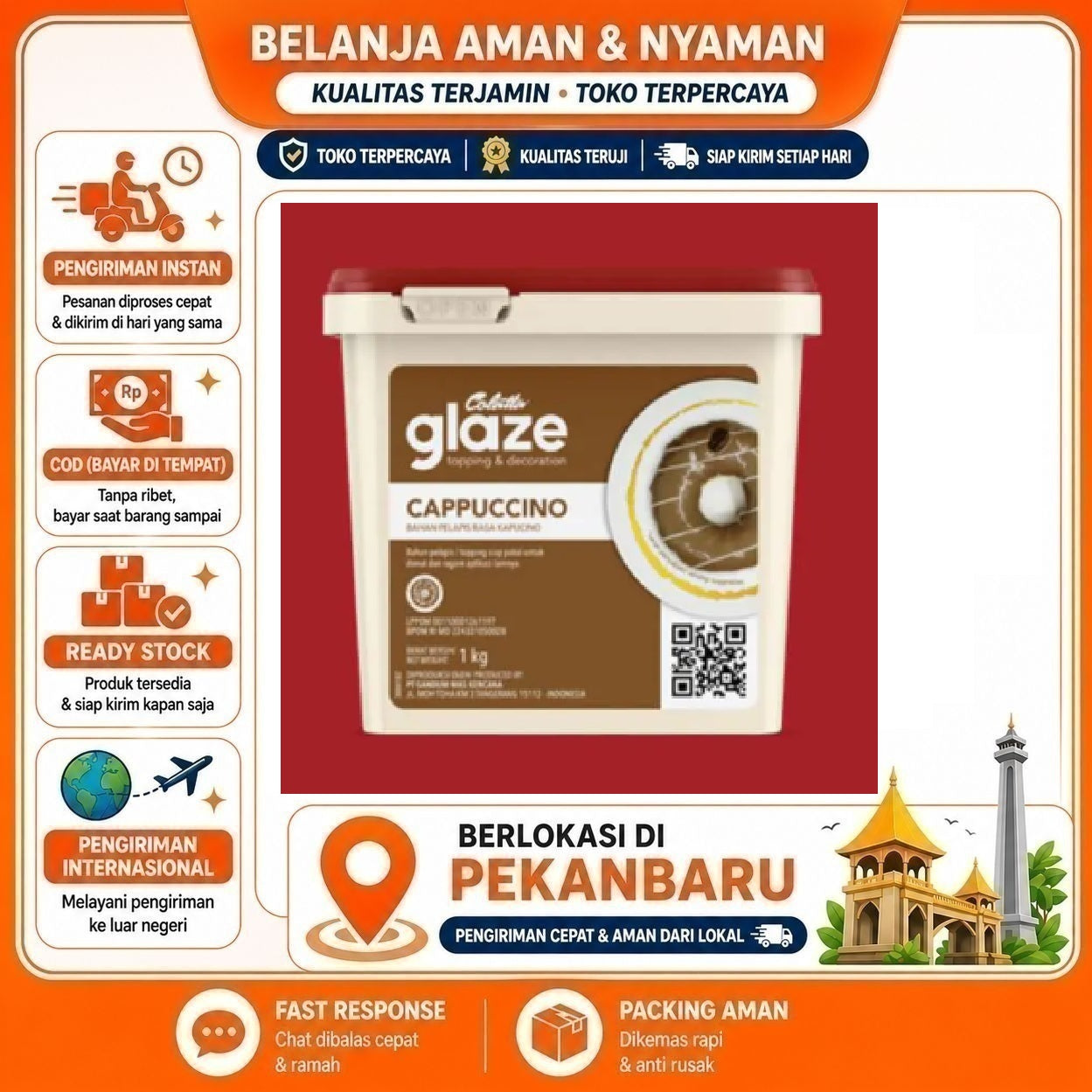 Pekanbaru 1 kg Colatta Glaze Cappuccino Topping & Decoration Bahan Pelapis Donat Kue Cake Mix