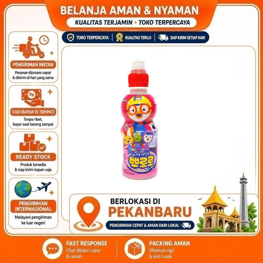 Pekanbaru 235ml Pororo Strawberry Flavour Minuman Anak Rasa Stroberi Kemasan Botol Praktis