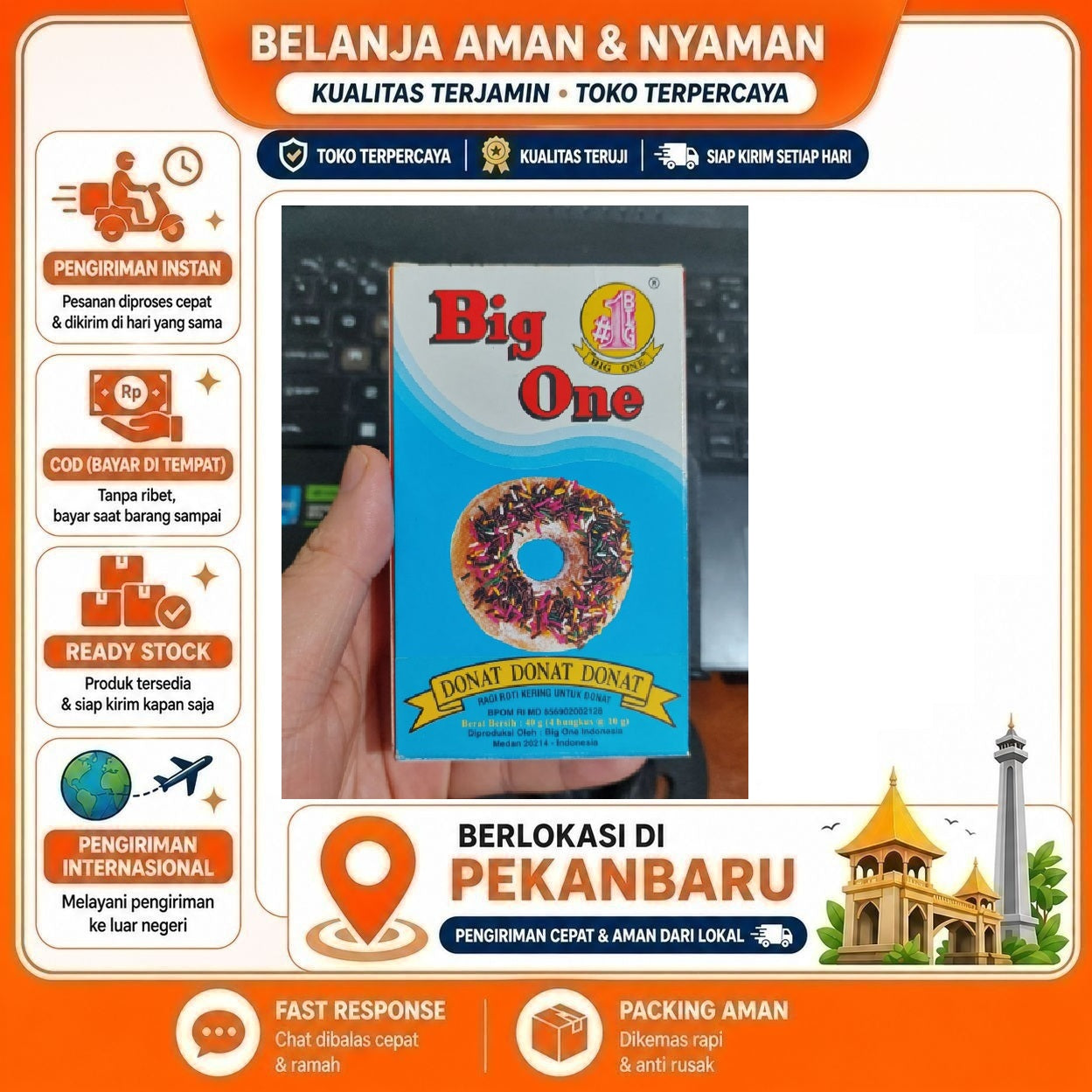 Pekanbaru 4 Saset Big One Donat Special Ragi Roti Kering Untuk Donut Yeast Bahan Baking Kue