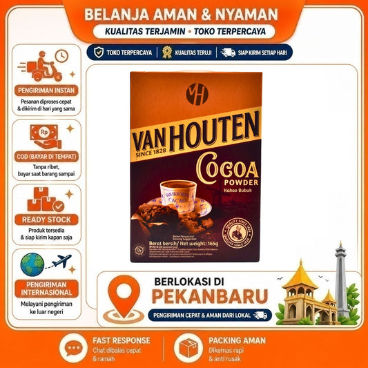 Pekanbaru 165 gr Bubuk Kakao Van Houten Cocoa Powder Rasa Coklat Alami Praktis Untuk Kue Cake