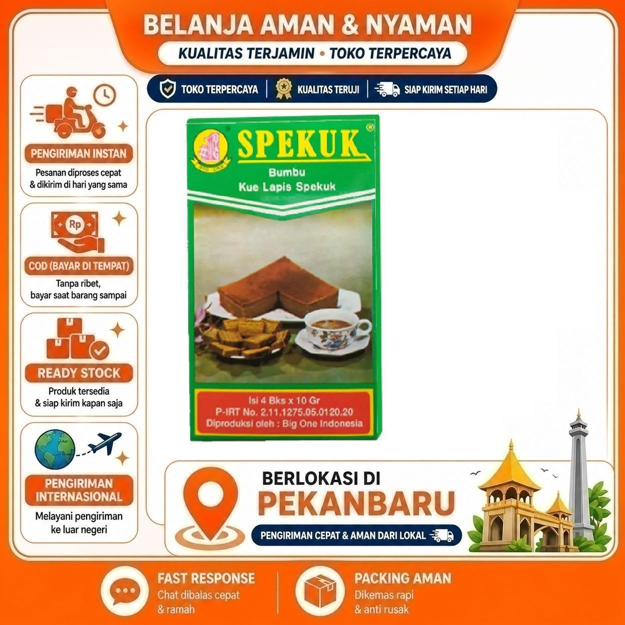 Pekanbaru 4 Saset Big One Spekuk Bumbu Kue Lapis Bahan Baking Cake Roti Mix 40 Gram 40gr Halal