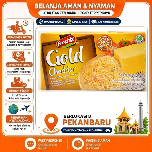 Pekanbaru 160 Gram Prochiz Gold Cheddar Balok Keju Processed Taste Better Bahan Makanan Halal