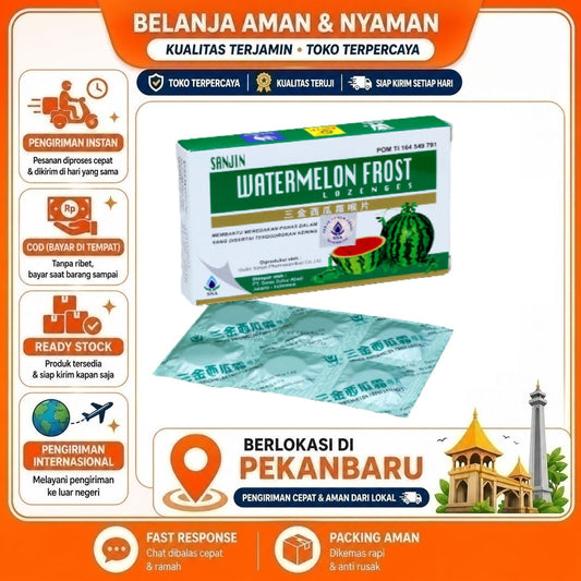 Pekanbaru 12 Tablet Permen Sanjin Watermelon Frost Lozenges Semangka Dingin Camilan Sehat Enak