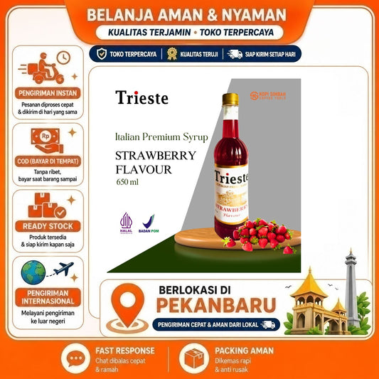 Pekanbaru 650ml Trieste Strawberry Flavour The Italian Premium Syrup Sirup Minuman Stroberi