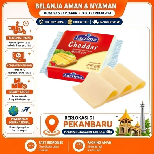 Pekanbaru 250 gr Lactima Cheddar Spread Singles Processed Cheese Slice Potongan Keju Olahan