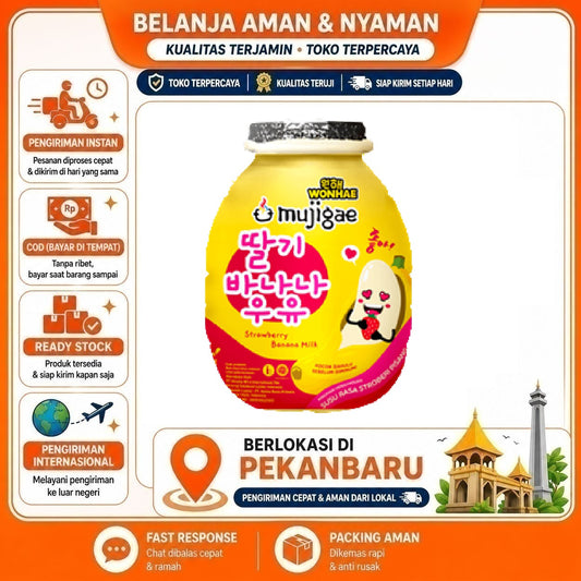 Pekanbaru 250ml Mujigae Banana Milk Strawberry Flavour Minuman Susu Rasa Buah Stroberi Halal