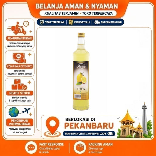 Pekanbaru 460ml Marjan Boudoin Lemon Sirup Minuman Mix Drink Syrup Kemasan Botol Kaca Halal