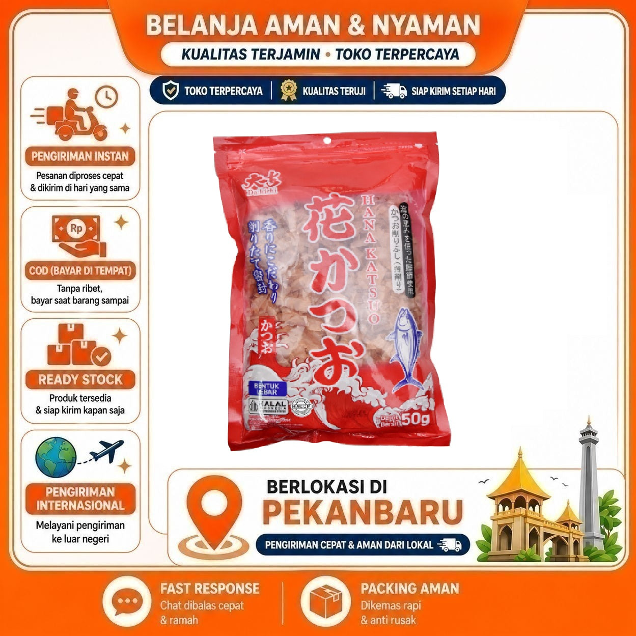 Pekanbaru 50 gr Hana Katsuobushi Java Super Food Rendah Lemak, Tinggi Gizi, Mudah Disimpan