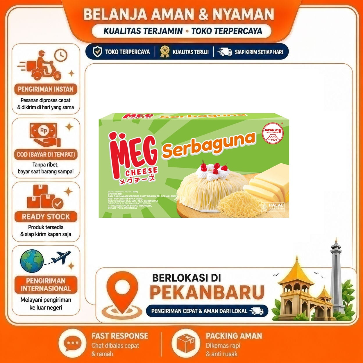 Pekanbaru 160 Gram Meg Cheese Serbaguna Keju Bahan Makanan Bergizi Rasa Gurih Berkualitas Enak