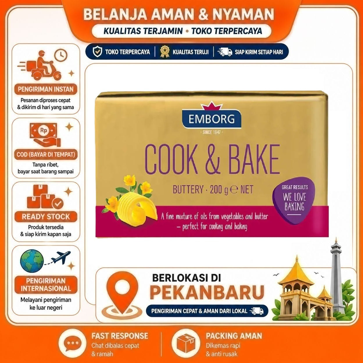 Pekanbaru 200 gr Emborg Cook & Bake Buttery Perfect for Cooking & Baking Bahan Kue Cake Mix