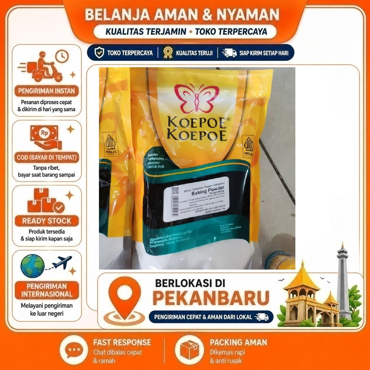 Pekanbaru Baking Powder Koepoe Koepoe 1 kg - Kualitas Ekspor, Praktis, Tanpa Pengawet Halal