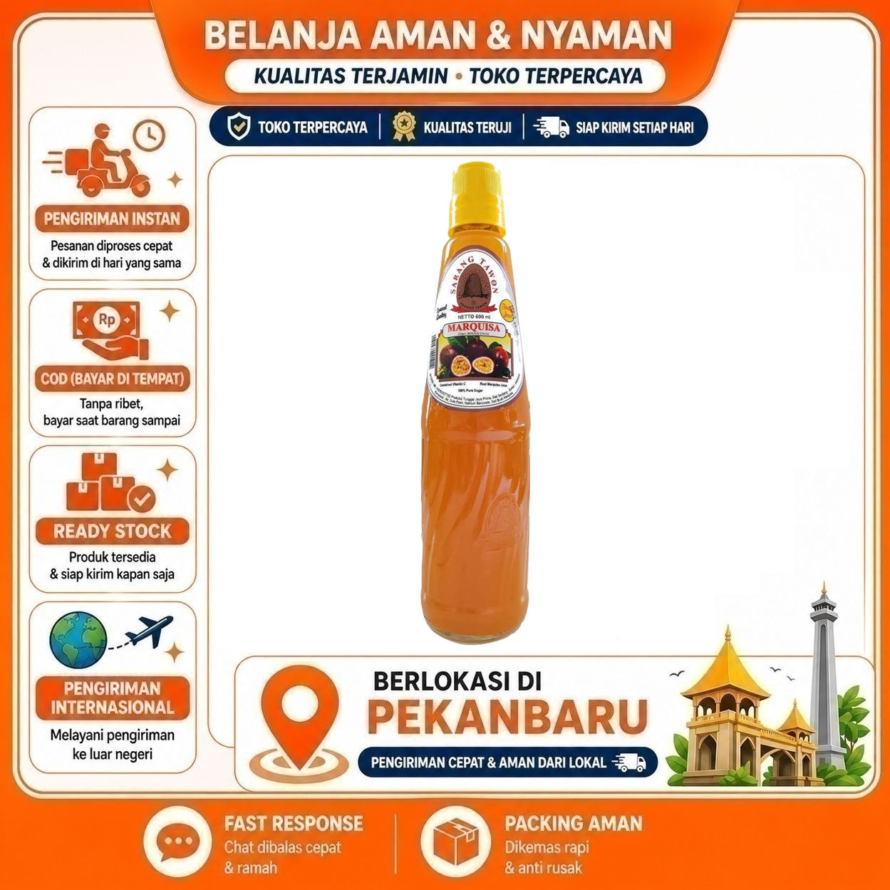 Pekanbaru 430ml Sarang Tawon Sirup Rasa Buah Markisa Bahan Minuman Passion Fruit Syrup Halal
