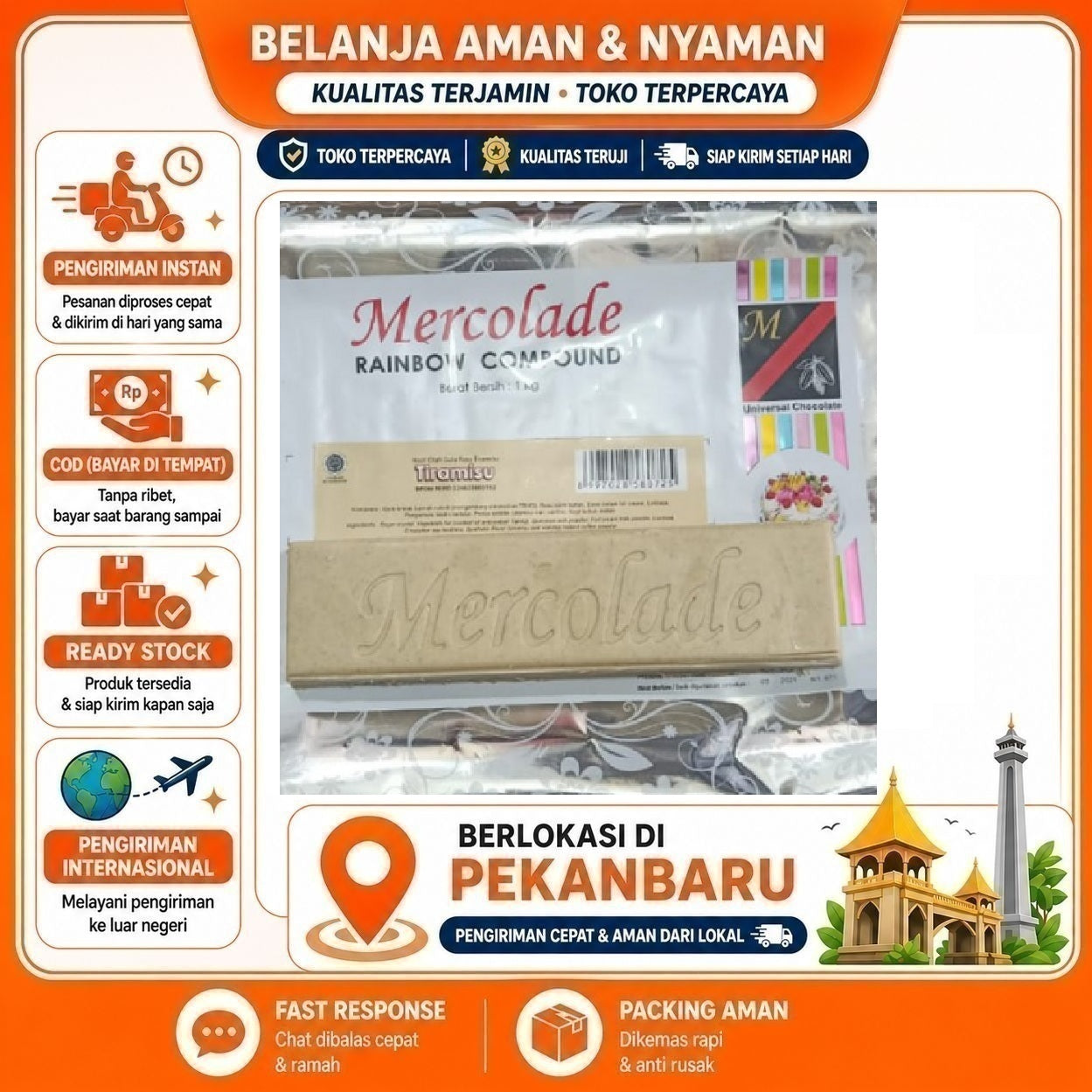 Pekanbaru Mercolade Tiramisu 1 Batang Rainbow Compound Potongan Rasa Bahan Dekorasi Kue Cake