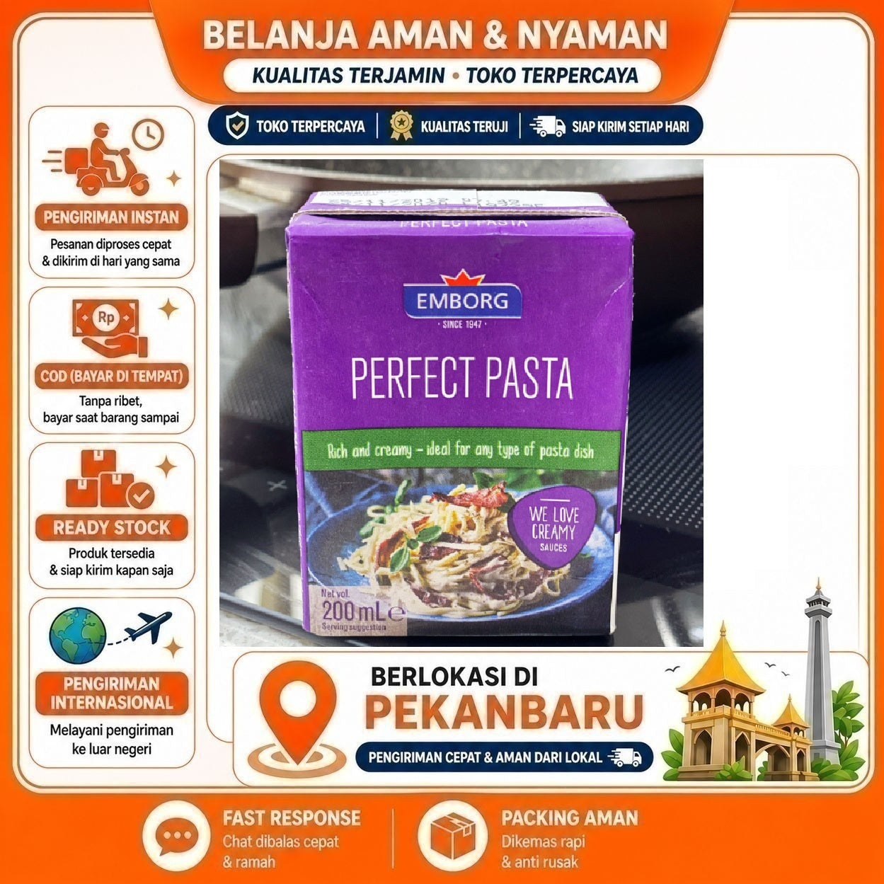 Pekanbaru EMBORG Perfect Pasta Krim Cooking Cream 200ml Untuk Pasta Rasa Krim Bahan Makanan
