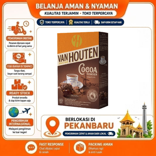 Pekanbaru Van Houten Cocoa Powder 40g Bubuk Kakao Kaya Rasa, Aroma Nikmat, Tekstur Halus Halal