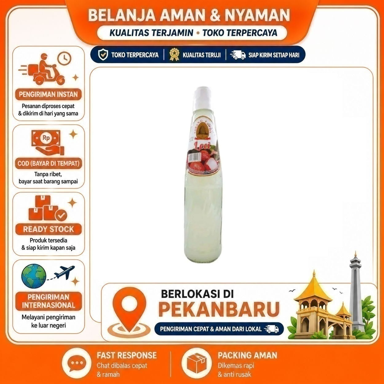 Pekanbaru 430ml Sarang Tawon Sirup Rasa Buah Leci Segar Bahan Minuman Lychee Fruit Syrup Halal