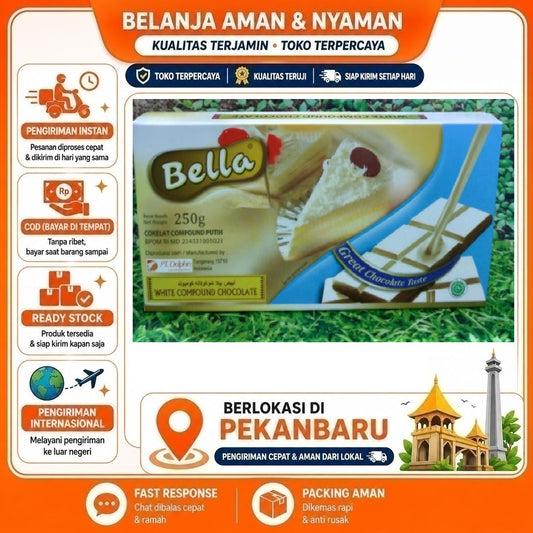 Pekanbaru 250 Gram Bella White Compound Chocolate Cokelat Putih Bahan Dekorasi Kue Cake Halal