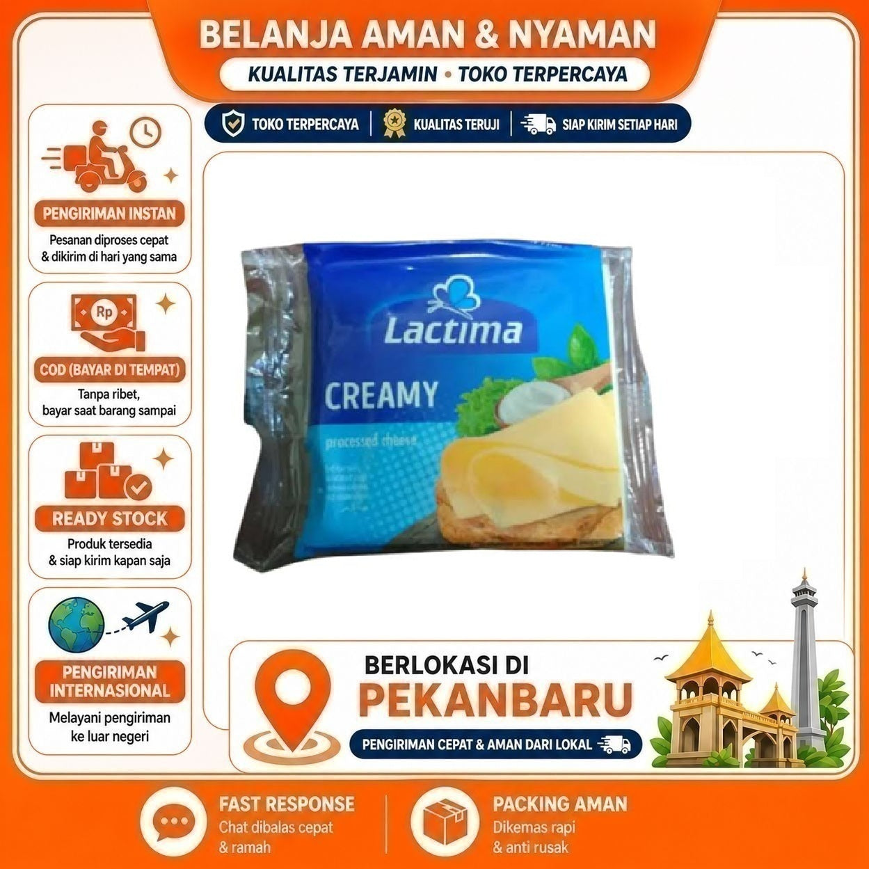 Pekanbaru 130 gr Lactima Creamy Processed Cheese Slice Potongan Keju Olahan Bahan Makanan Kue