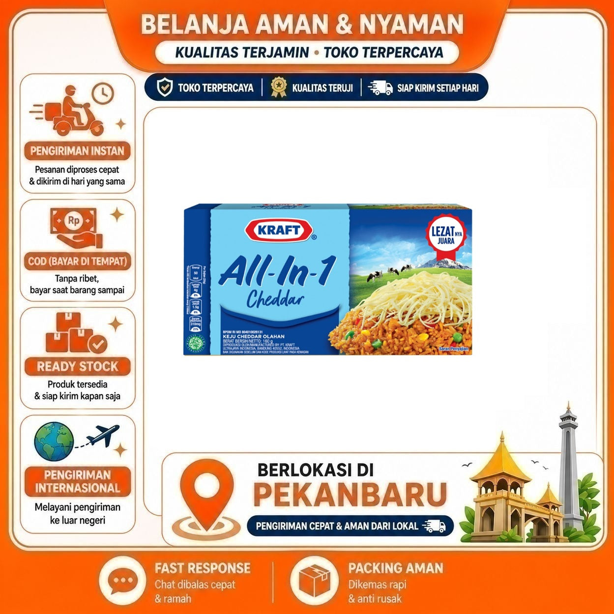 Pekanbaru 150 Gram Kraft All In 1 Cheddar Keju Praktis Untuk Masakan Sehari-hari Food Halal