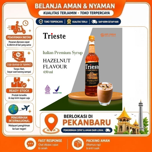 Pekanbaru 650ml Trieste Hazelnut Flavour The Italian Premium Syrup Sirup Bahan Minuman Halal