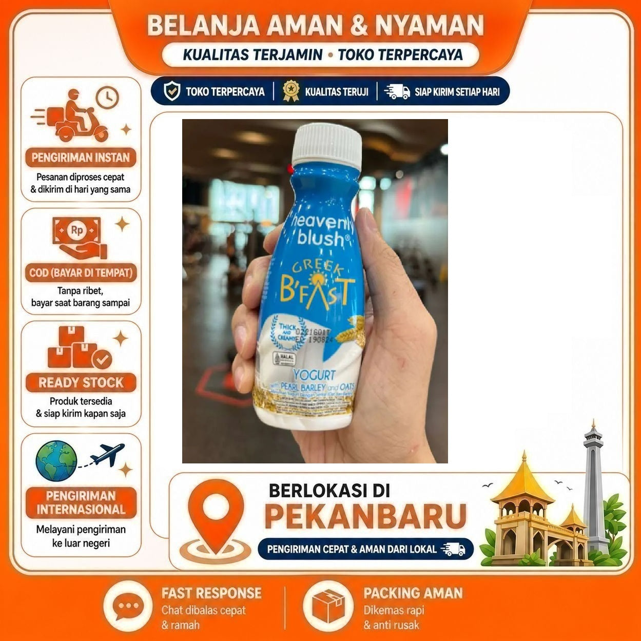 Pekanbaru 150ml Heavenly Blush Greek B'fast Oats Yogurt Drink Minuman Yoghurt Sarapan Pagi