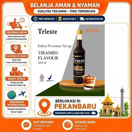 Pekanbaru 650ml Trieste Tiramisu Flavour The Italian Premium Syrup Sirup Bahan Minuman Halal