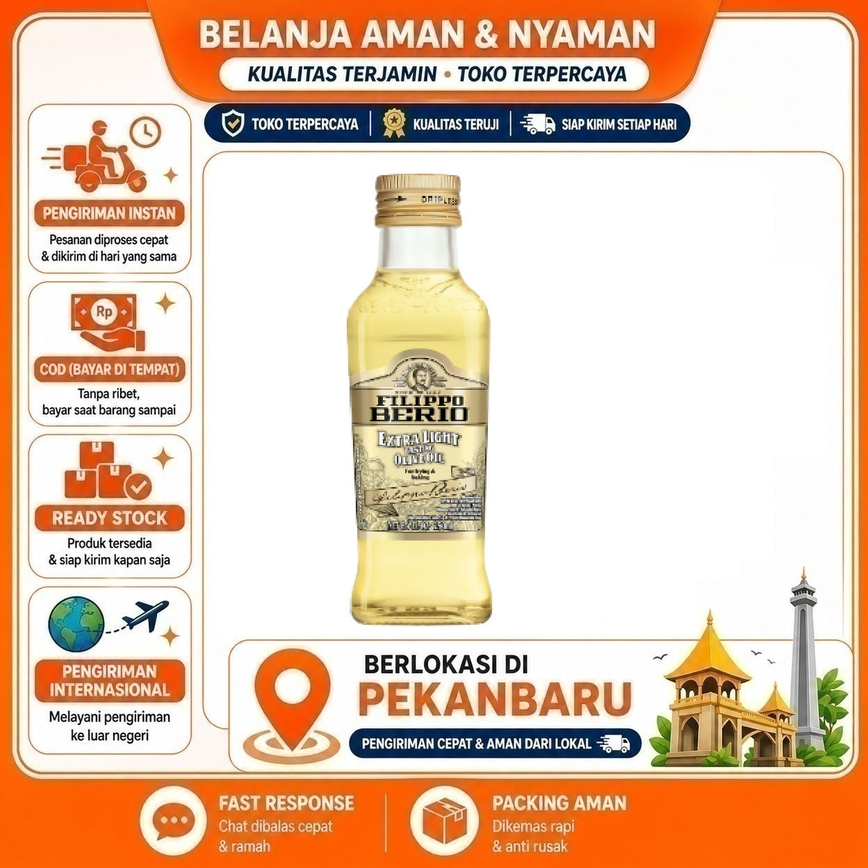 Pekanbaru 250ml Filippo Berio Extra Light Tasting Olive Oil For Frying & Baking Minyak Zaitun