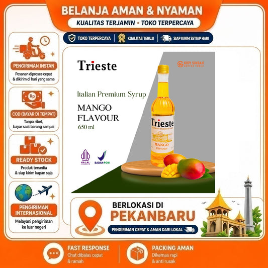 Pekanbaru 650ml Trieste Mango Flavour The Italian Premium Syrup Sirup Minuman Mangga Halal