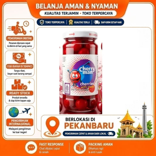 Pekanbaru 283 Gram Cherry Man Cherries With Stems Manisan Buah Ceri Merah Dengan Tangkai Halal
