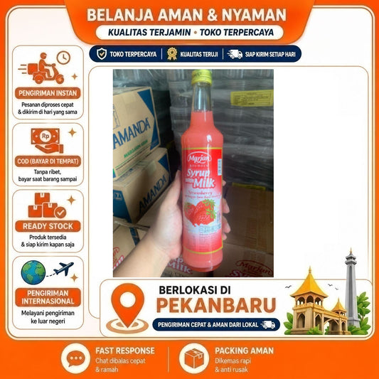 Pekanbaru 460ml Marjan Boudoin Syrup With Milk Rozen Flavor Sirup Susu Rasa Bunga Mawar Halal