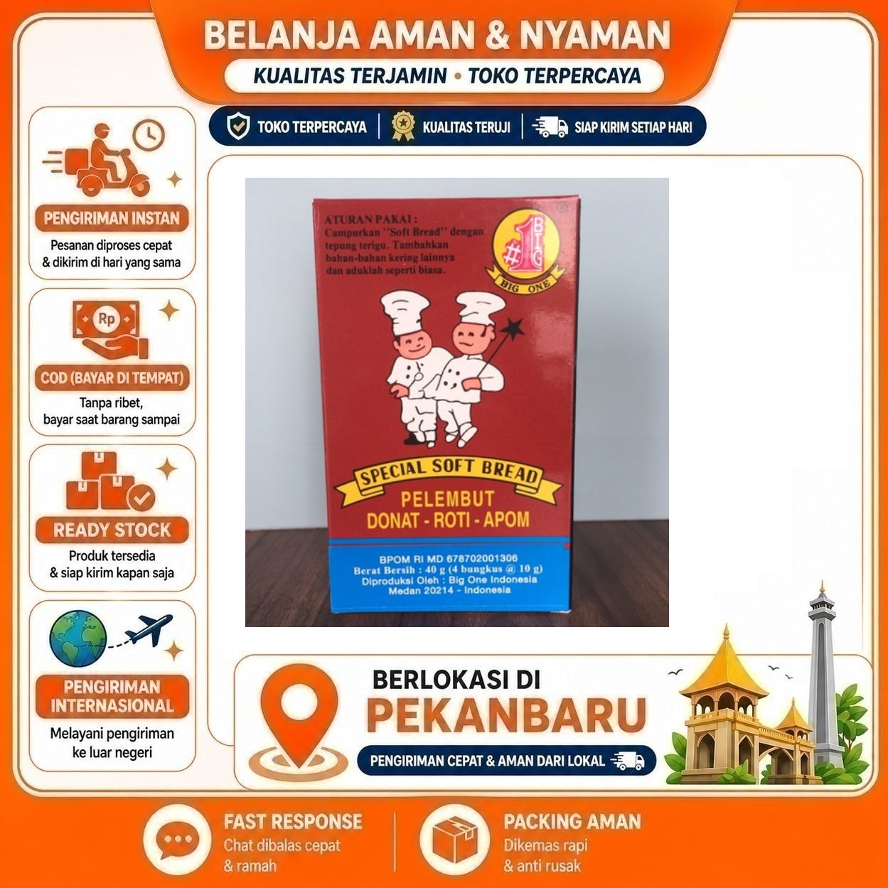 Pekanbaru 4 Saset Big Oone Soft Bread Pelembut Donat Roti Apom Bahan Baking Kue Bread Cake Mix
