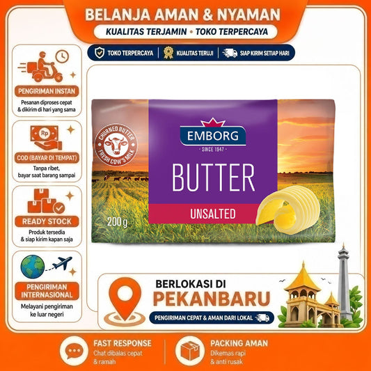 Pekanbaru 200 gr Emborg Butter Unsalted Mentega Tawar Kebutuhan Memasak Bahan Makanan Halal
