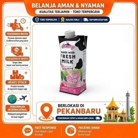 Pekanbaru 750ml Cimory Susu UHT Rasa Stroberi Made With Fresh Milk Strawberry Flavour Halal