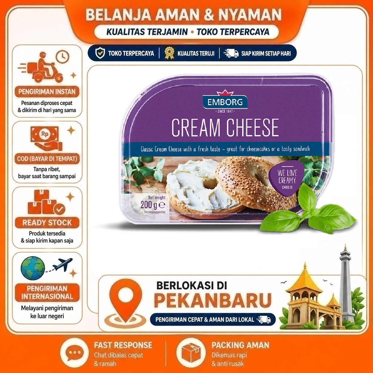 Pekanbaru 200 gr Emborg Cream Cheese Classic Creamy For Cheesecakes Tasty Sandwich