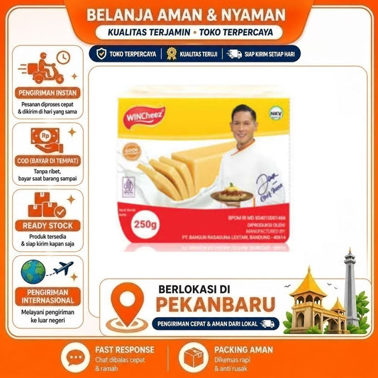 Pekanbaru Keju Cheddar Wincheez 250gr - Topping & Adonan, Halal Processed Cheese Olahan Enak