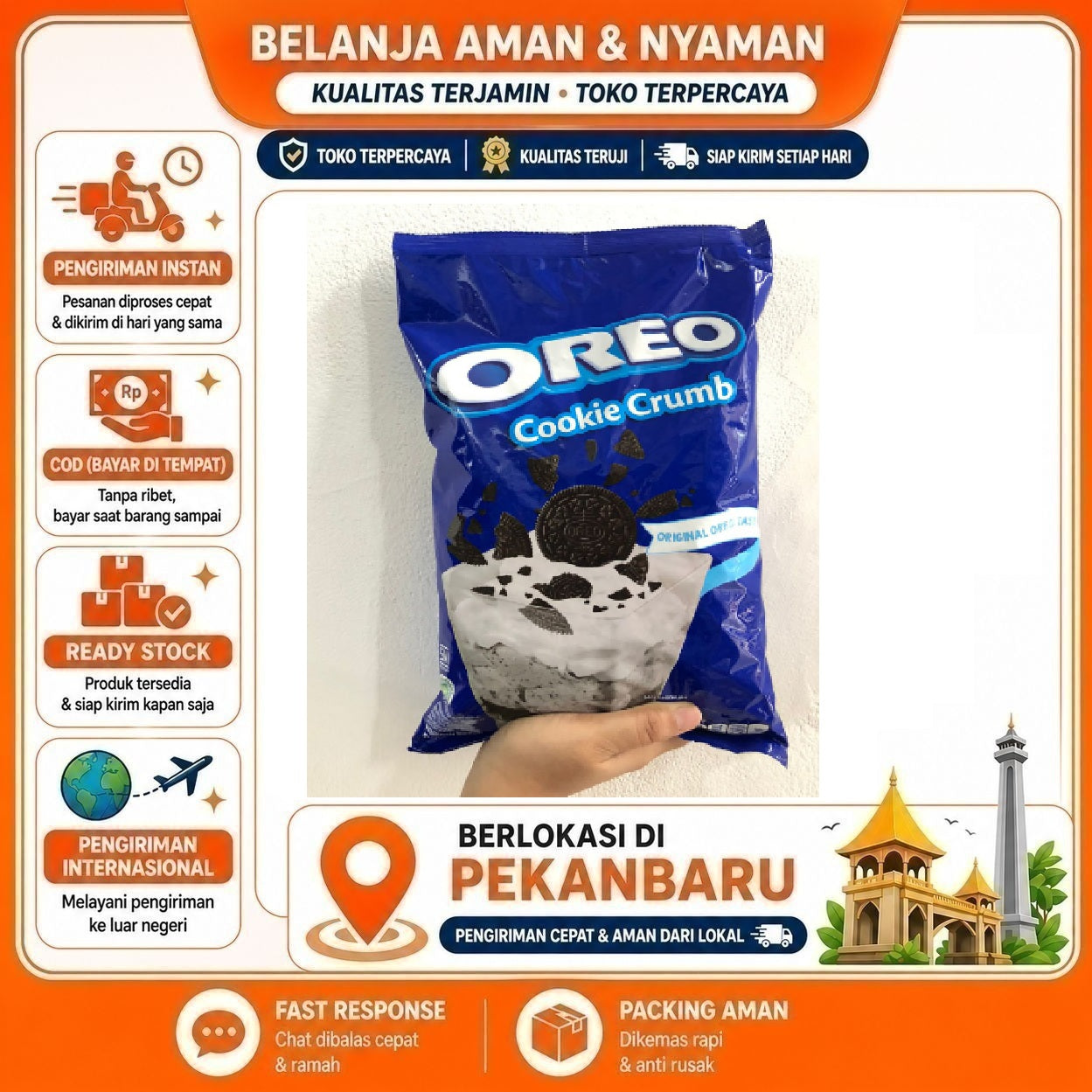 Pekanbaru 1 kg Oreo Cookie Crumb Remahan Biskuit Biscuit Crumble Bahan Makanan Dekorasi Kue