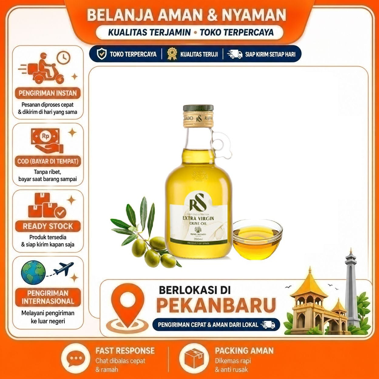 Pekanbaru 250ml Rafael Salgado Extra Virgin Olive Oil Minyak Zaitun Murni Kemasan Kaca Halal