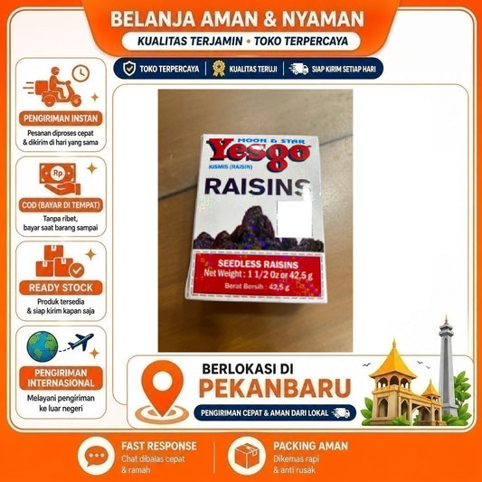 Pekanbaru 42.5 gr Yesgo Kismis Hitam Black Raisin Seedless Raisins Moon & Star Halal Sehat