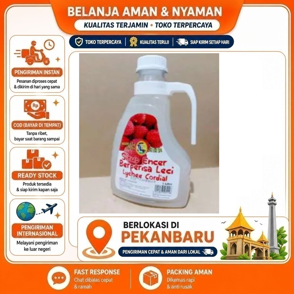 Pekanbaru 1 Liter Mamata Sirup Encer Rasa Leci Lychee Cordial Syrup Bahan Minuman 1000ml Halal