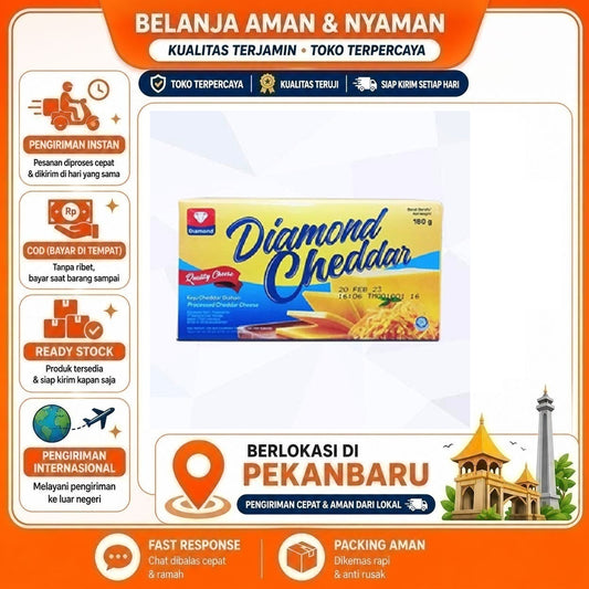 Pekanbaru 180 Gram Diamond Cheddar Cheese Quality Processed Keju Cedar Olahan Balok Halal Enak