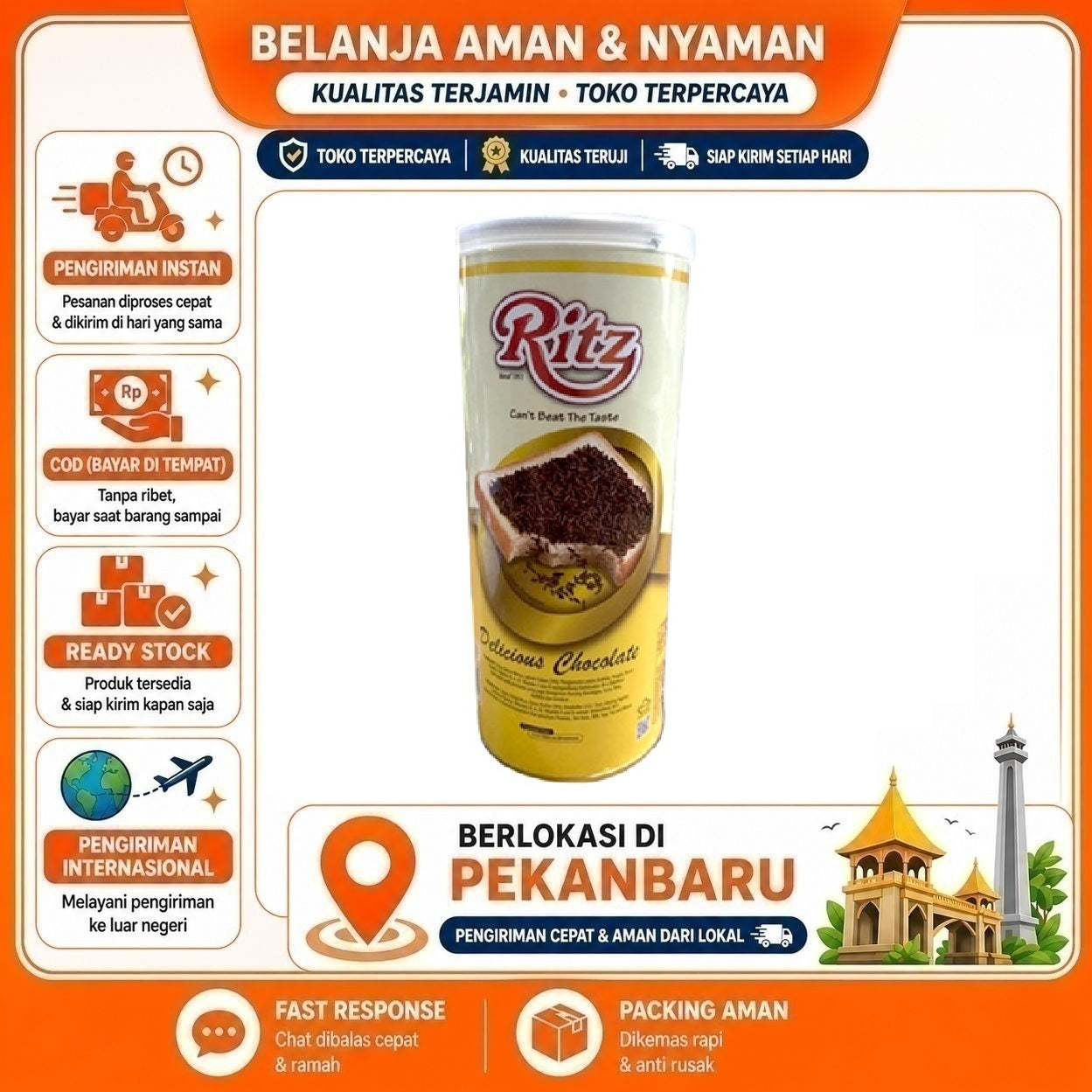 Pekanbaru 300 gr Ritz Chocolade Hagelslag Cokelat Compound Butir Meses Coklat Chocolate Halal