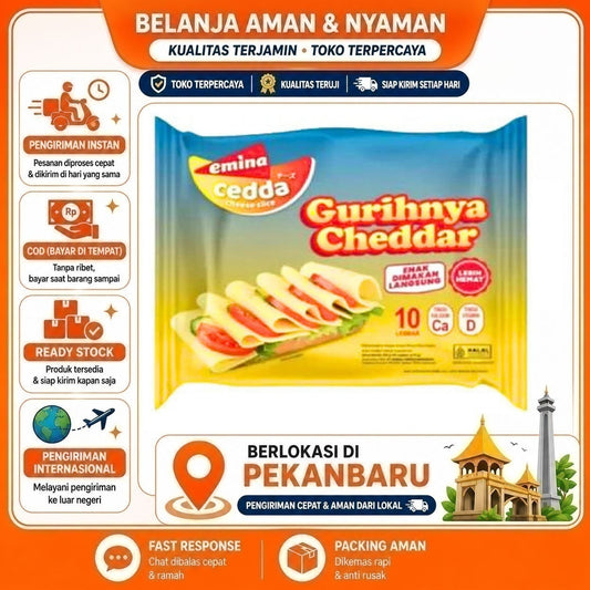 Pekanbaru 10 Lembar Emina Cedda Cheese Slice Gurihnya Cheddar Enak Dimakan Langsung Halal 75g