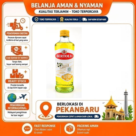 Pekanbaru 500ml Bertolli Classico Olive Oil Mild Taste Minyak Zaitun Kemasan Botol Kaca Halal