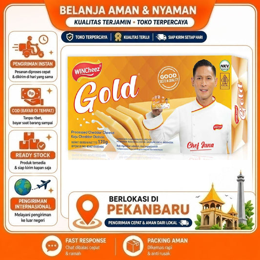Pekanbaru Keju Cheddar Olahan WinCheez Gold 170gr - Rasa Gurih, Tekstur Lembut, Mudah Diparut