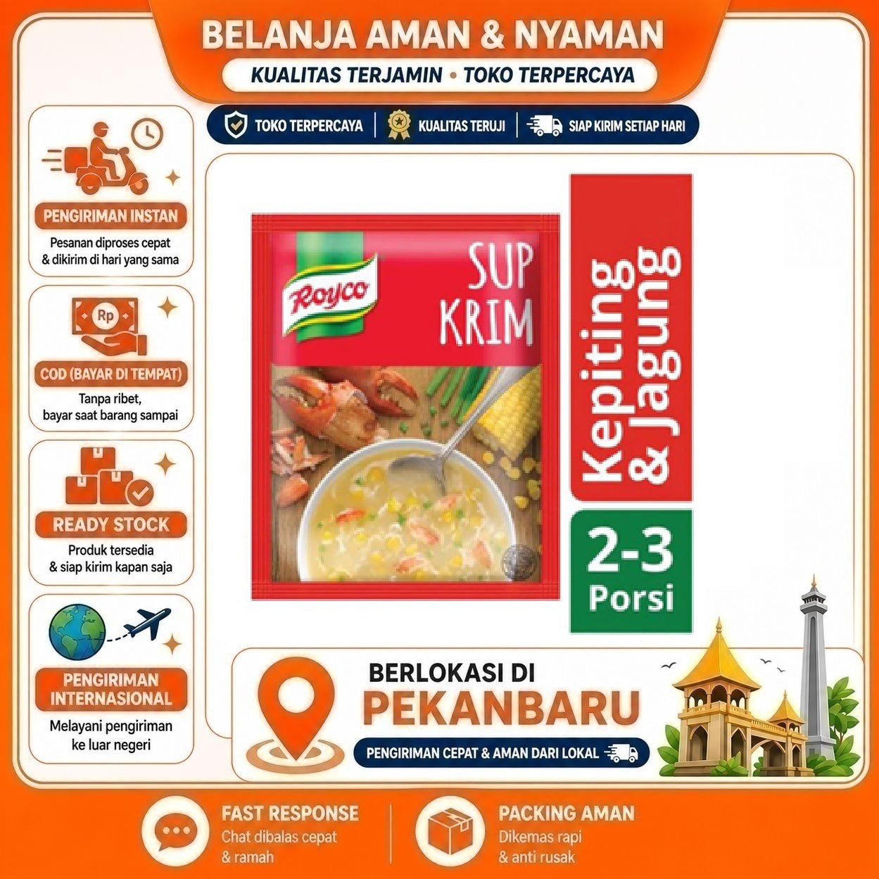 Pekanbaru 44 Gram Royco Sup Krim Kepiting & Jagung Kebutuhan Memasak Crab Corn Soup Base Halal