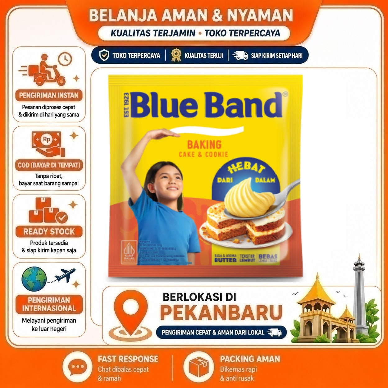 Pekanbaru Blue Band Margarine Cake & Cookie 200g - Aroma Butter, Omega 3 & 6, 6 Vitamin Halal