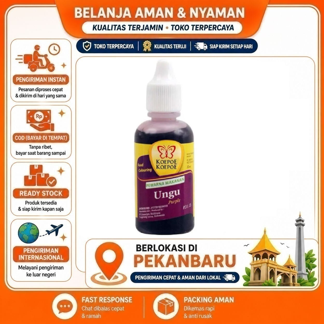Pekanbaru 30ml Koepoe Koepoe Pewarna Makanan Ungu Purple Bahan Kue Cake Mix Makanan Food Halal