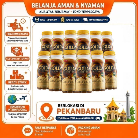 Pekanbaru 12 Botol @200ml Golda Coffee Dolce Latte Minuman Kopi Siap Minum Rasa Nikmat Halal