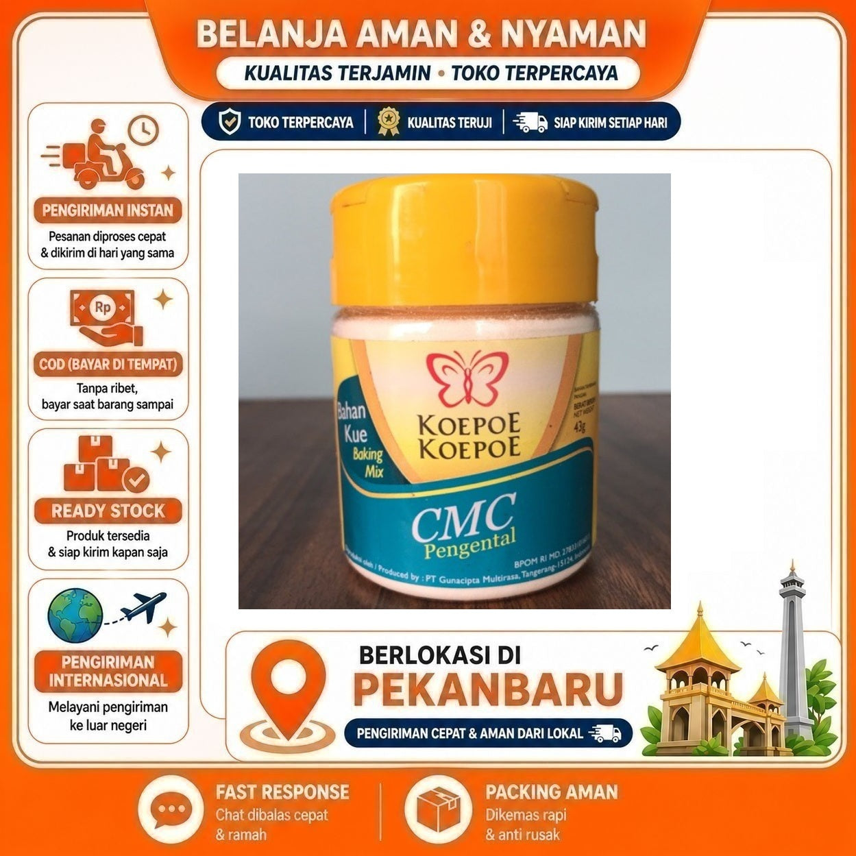 Pekanbaru Koepoe CMC Pengental Makanan Minuman 43gr - Pengental Alami, Tanpa Pengawet, Praktis
